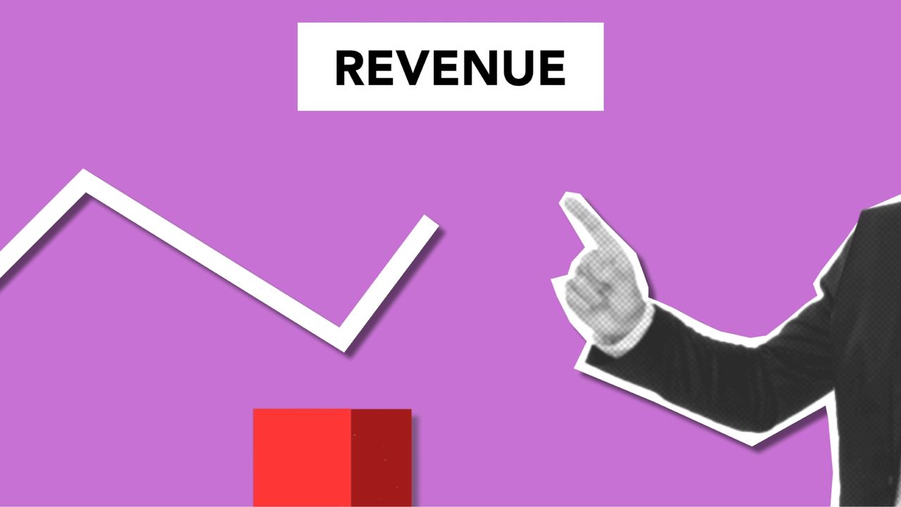 who-we-are Illustration representing businessman with index finger up showing increase of incomes on graph on purple background